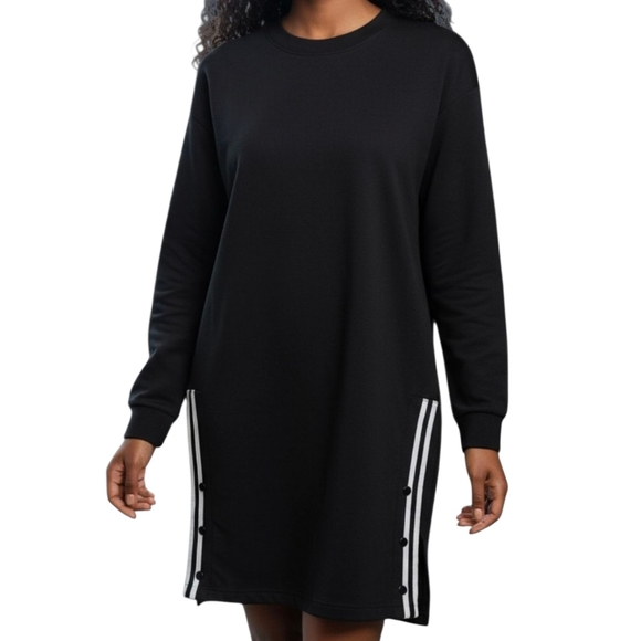 Bershka Black Sweatshirt Dress with Side Snaps - Picture 1 of 6
